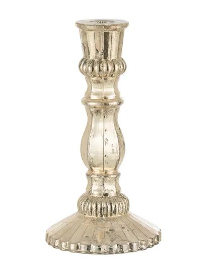 Stříbrný antik skleněný svícen Vintage Chantal L - Ø 12*23 cm J-Line by Jolipa