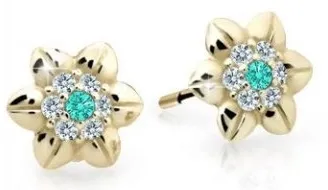 Cutie Jewellery Krásné dětské náušnice ze žlutého zlata C2202-30-X-1 světle zelená