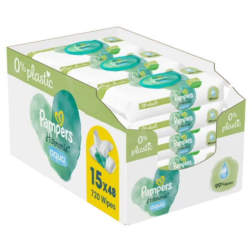 Pampers Harmonie Aqua vlhčené ubrousky 15x48 ks