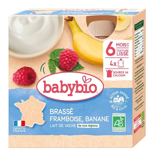 Babybio Mléčná svačinka malina a banán 4x85 g