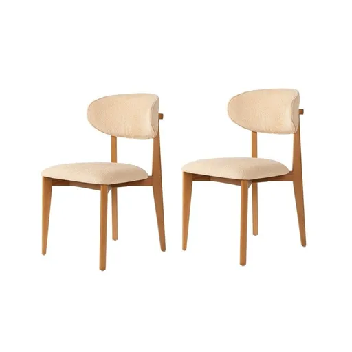 Sada jídelních židlí Lionte Beige and Dark Oak, 2 ks