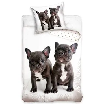 CARBOTEX povlečení se štěňátky buldoka 140×200 cm (8592850332315)