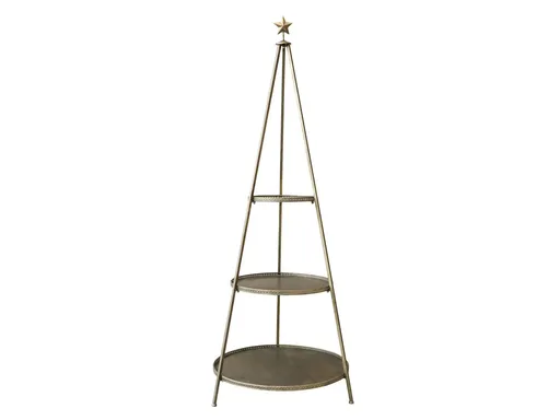 Zlatý antik kovový 3-patrový etažér Lucca - Ø64*165 cm 52023013 (52230-13)