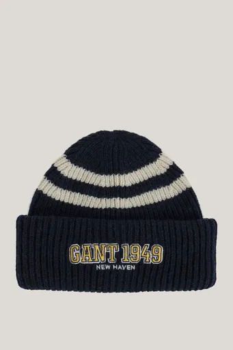 ČEPICE 1-6 LET GANT STRIPED KNITTED BEANIE EVENING BLUE