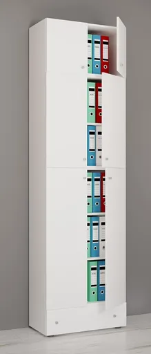 VCM Kancelářská skříň Lona XXL s otočnými dveřmi S nástavcem a zásuvkou, bílá