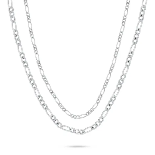 Brilio Silver Dvojitý stříbrný náhrdelník Figaro NCL196W