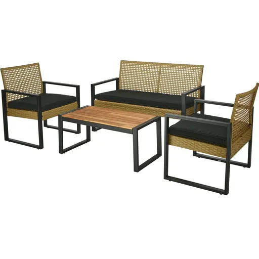 Set zahradního nábytku Gandia, 4 ks, kov, PE rattan