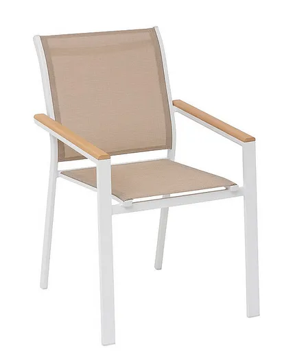 DEOKORK Hliníkové křeslo s textílií ZEUS (bílá/akácie)