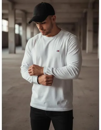 Pánské tričko s dlouhým rukávem bílé