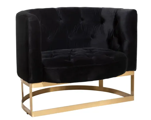 Antracitové sametové designové křeslo se zlatou podstavou Wilson - 90*76*74cm J-Line by Jolipa