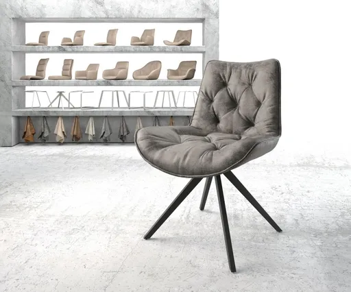 Otočná židle Taimi-Flex šedá vintage křížová podnož hranatá