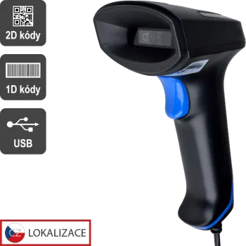 CCD 2D čtečka Virtuos HT-851A, USB (klávesnice/RS-232 emulace), bez stojánku, černá