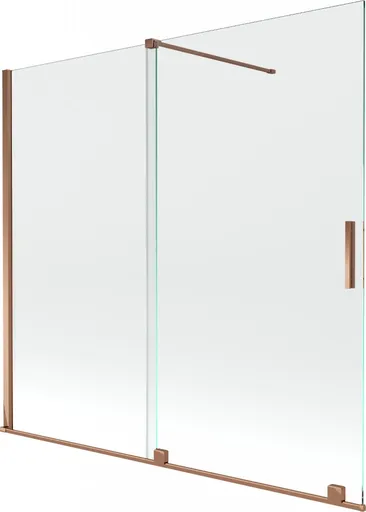 MEXEN/S Velar Dvoukřídlá posuvná vanová zástěna 170 x 150, transparent, růžové zlato 896-170-000-01-60