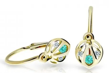 Cutie Jewellery Slušivé dětské náušnice ze žlutého zlata C2265-10-X-1 světle zelená