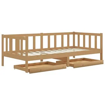 Shumee válenda se zásuvkami 90x200cm medově hnědá masivní borové dřevo, 3083687 (3083687)