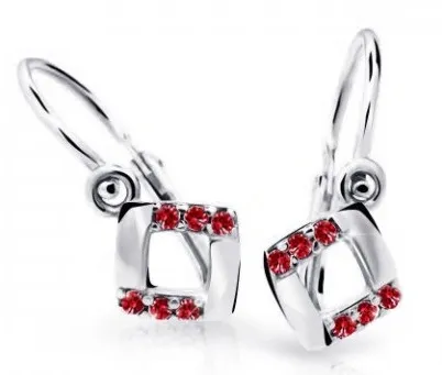 Cutie Jewellery Čtvercové dětské náušnice z bílého zlata C2268-10-X-2 červená