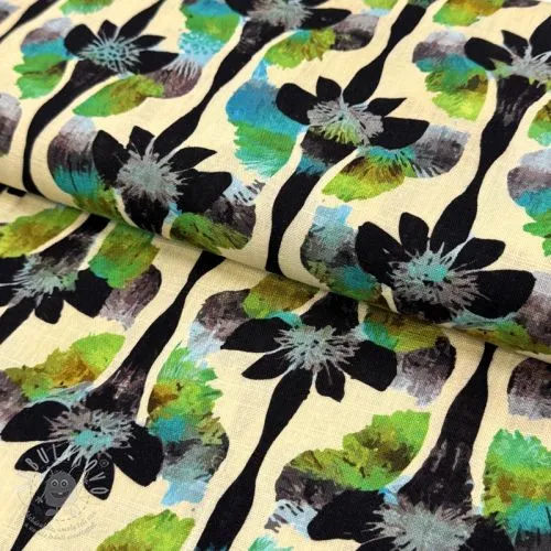 Viskóza se lnem Artificial flower design A digital print