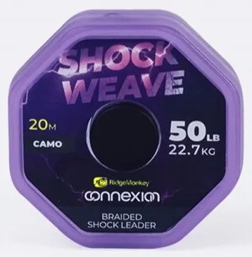 Ridgemonkey šňůra connexion shock weave braided shock leader 20 m 50 lb
