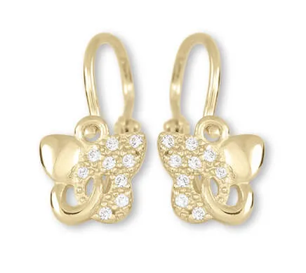 Soliter Dětské motýlkového náušnice ze žlutého zlata 239 001 01005