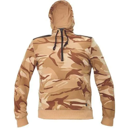 CRAMBE mikina s kapucí béžová kamufláž XS