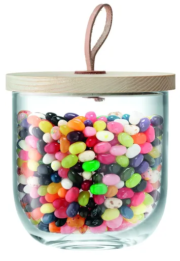 LSA IVALO kontejner s dřevěným víkem, průměr 15 cm, čirý