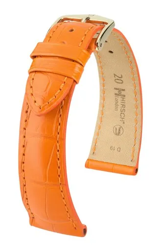 Řemínek Hirsch London Alligator - oranžový, mat - 18 mm - M – Střední délka - 16 mm - Stříbrná