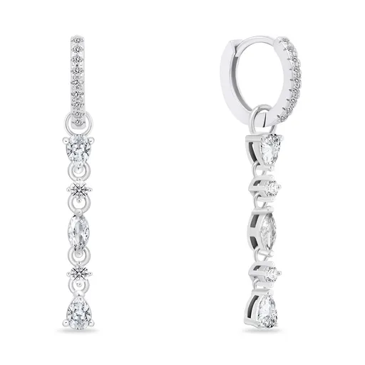 Brilio Silver Elegantní stříbrné náušnice 2v1 se zirkony EA995W