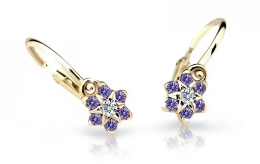 Cutie Jewellery Půvabné dětské náušnice ze žlutého zlata C2152-10-X-1 fialová