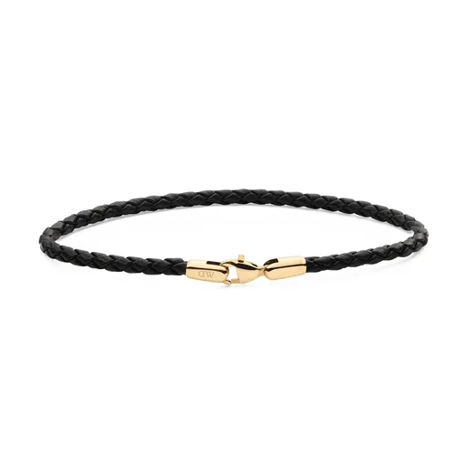 Daniel Wellington Černý pletený kožený náramek Sheffield Daniel DW004017 18,5 cm