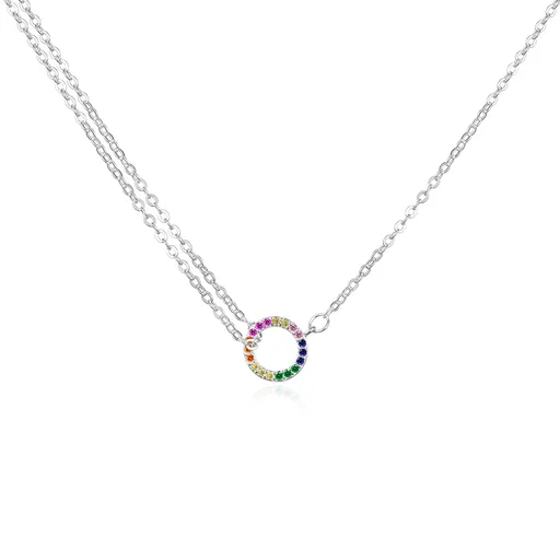 Agato Stříbrný náhrdelník se zirkony Kruh AGT-N035C