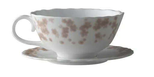 Růžový hrnek na čaj s podšálkem 30 cl kolekce Slåpeblom - Wik