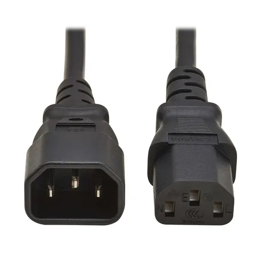 Napájecí kabel prodlužovací C13/C14, 10A, 250V, 1m, černá
