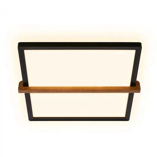 BRILONER Remsa LED stropní svítidlo, dekor dřeva, přímé a nepřímé osvětlení, hranaté 31,5x29 cm, černá/dřevo 3845015