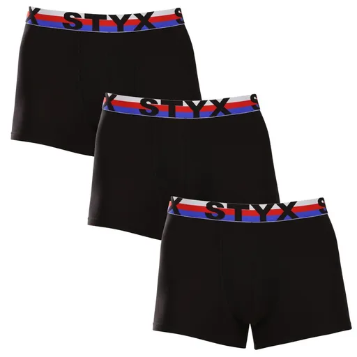 Styx 3PACK pánské boxerky sportovní guma černé trikolóra (3G1960) XL