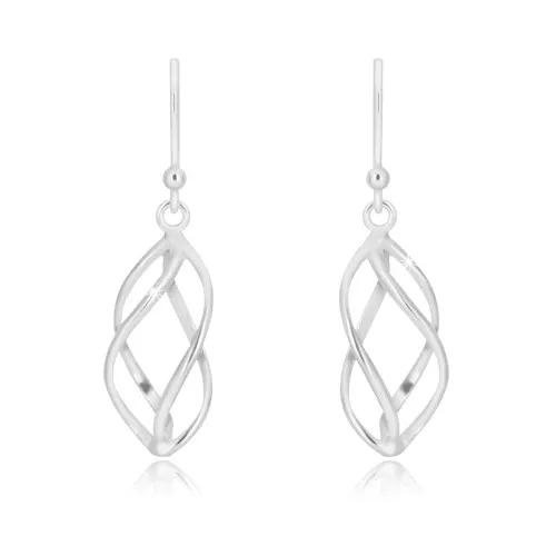 Stříbrné 925 náušnice - čtyři jemně zatočené linie, africké háčky