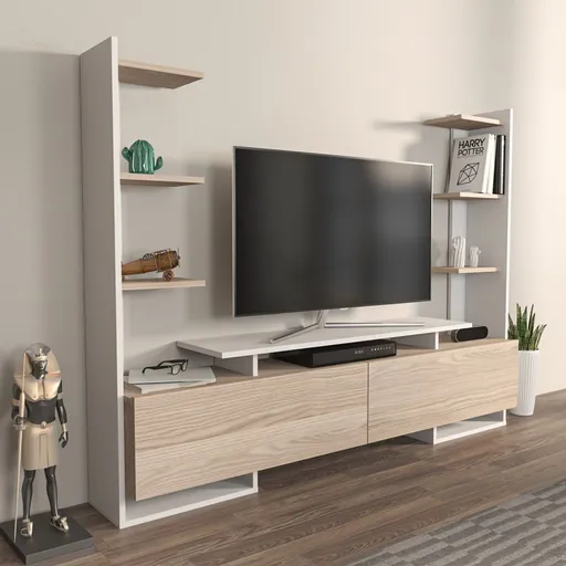 TV stolek Ava - White, Oak