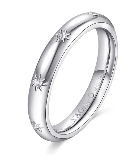 S'Agapõ Dámský ocelový prsten s krystaly For Love SFV39 58 mm