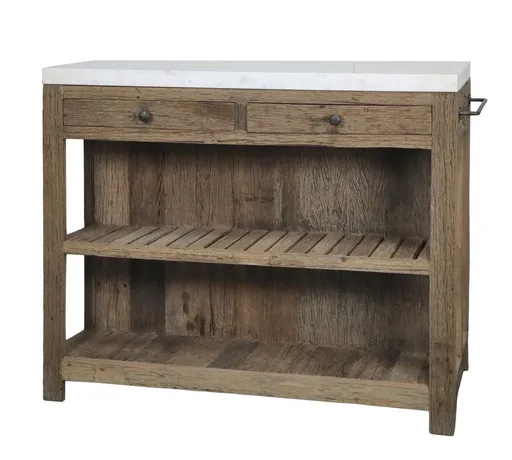 Hnědý dřevěný servírovací stůl s mramorovou deskou Grimaud - 130*60*97 cm 40055300