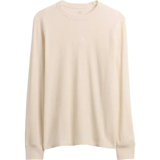 GAP V-FRCH LS WAFFLE MINI LOGO CREW Pánské tričko, béžová, velikost