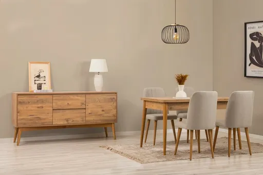 Set s rozkládacím stolem, židlemi a konzolou (6 kusů) Vina 01 1005 - Atlantic Pine, Cream