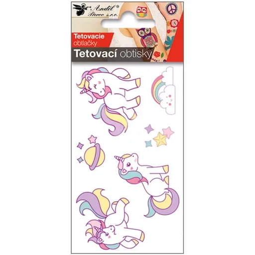 Tetovací obtisky 10,5 x 6 cm tři jednorožci