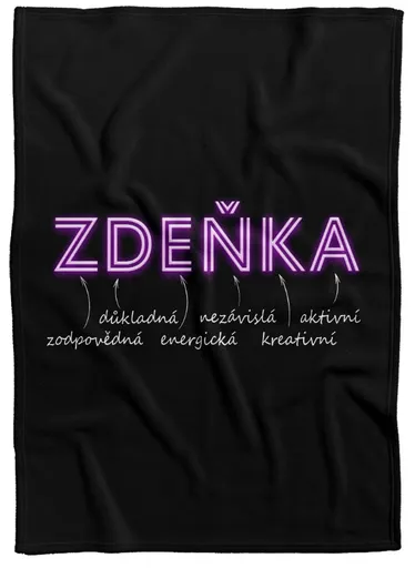 Deka Ženská jména – NEON (Jméno: Zdeňka, Podšití beránkem: NE)