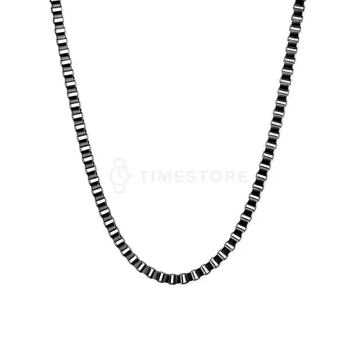 Řetízek z chirurgické oceli s lesklými čtvercovými očky v černé barvě TS-CN-0012