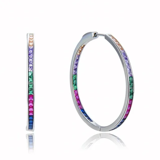 MOISS Hravé stříbrné náušnice kruhy s barevnými zirkony E0001878