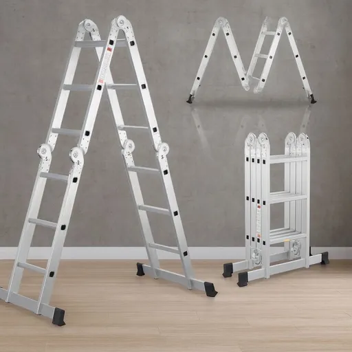 Hliníkový skládací žebřík 3,6 m, 4 dílný, 6 příček, 150 kg