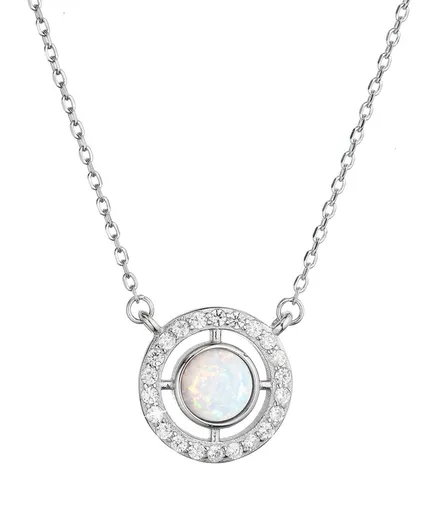 Evolution Group - Pavona Elegantní náhrdelník se syntetickým bílým opálem a zirkony 12066.1 white