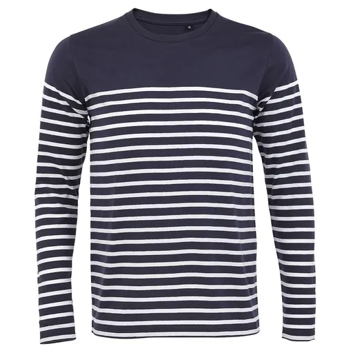 SOL'S Pánské pruhované tričko s dlouhým rukávem Matelot - Tmavě modrá / bílá | XL