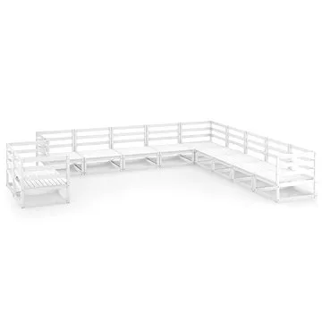 11dílná zahradní sedací souprava bílá masivní borovice, 3075935 (3075935)