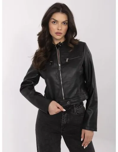 Černá dámská bunda biker z ekokože