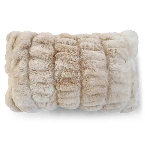 Béžový žebrovaný chlupatý polštář Bear beige - 30*50*15cm FXHKRBG